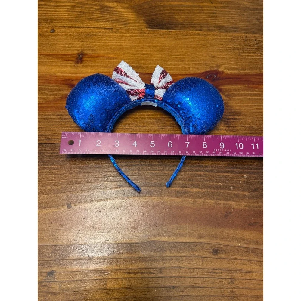 Disney Minnie Mouse Ears Headband Womens OS Blue Red White Patriotic Excellent